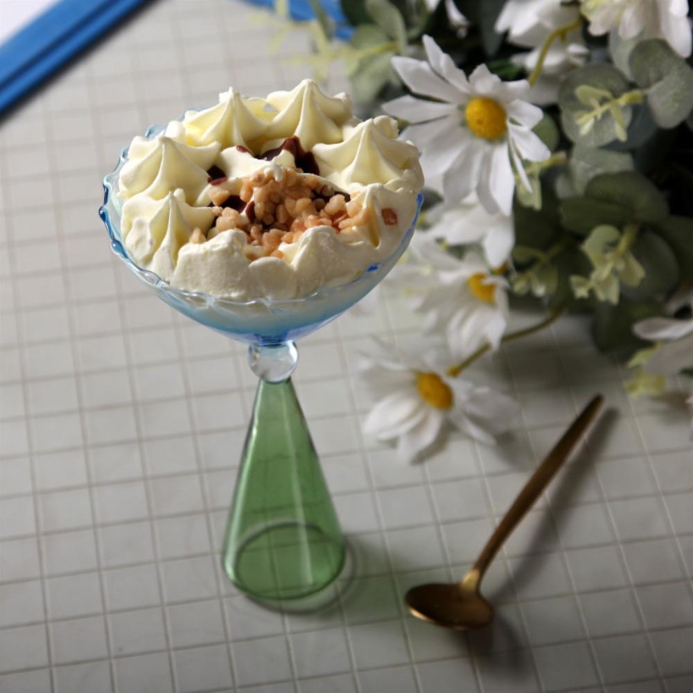 Irregular Shape Goblet Cup Ripple Style Dessert Cup Drinkware Colorful Glass Ice Cream Cup  Bar