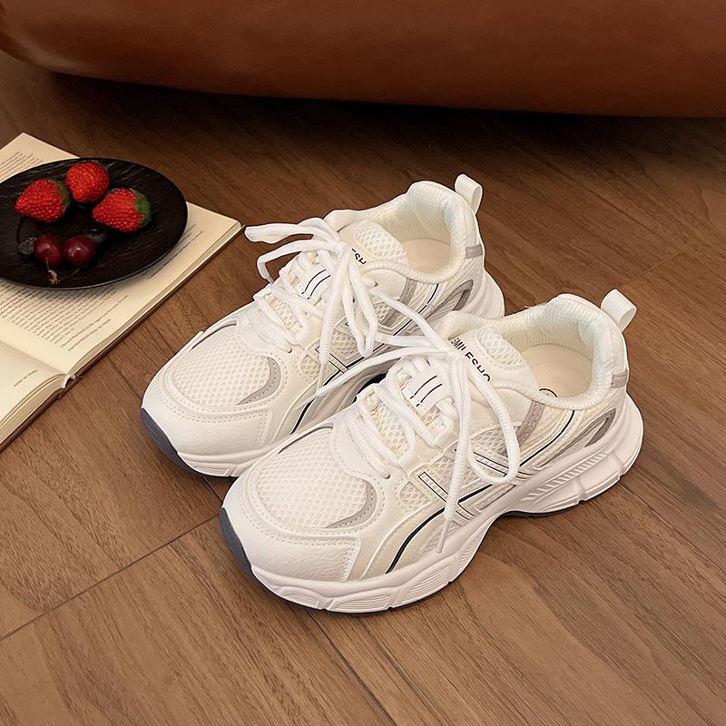 Summer breathable mesh thick-soled dad shoes women's 2025 new popular versatile lightweight soft-soled casual sports shoes