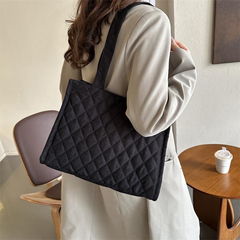 Chic Korean Style Canvas Tote Bag For Women Available In Black Beige And Gray