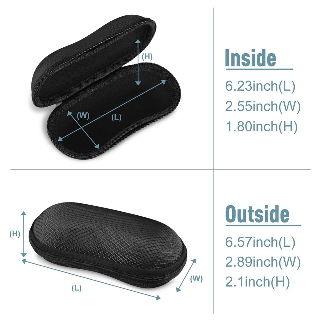 Fintie Sunglasses Hard EVA Sports Eyeglass Case with Metal Travel Zipper Eyeglass Lightweight and Portable Case, Shell, Impact-Resistant Carabiner,
