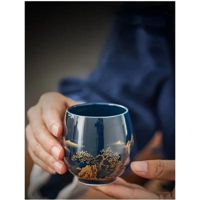 Keramische Teetasse, Jilan, Schlichte Meistertasse im japanischen Stil, Große schwarze Glasur, Haushalt Kung-Fu-Teeset, Einzelne Tasse, Teetasse