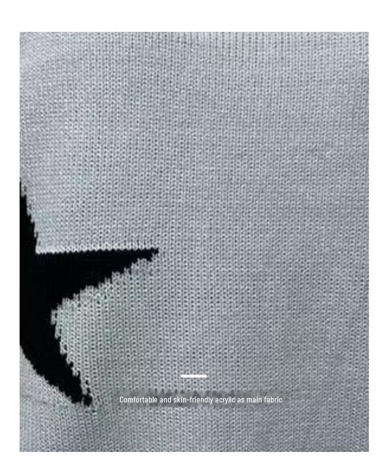 Damski sweter dzianinowy żakardowy pięciogwiazdkowy europejsko-amerykański na wiosnę i jesień, z okrągłym dekoltem i długim rękawem