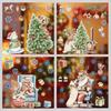 2026 Christmas Static Cling Window Stickers Watercolor Animal Cat Designs for Glass Door & Window Decoration Self-Adhesive