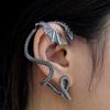 Retro Punk Viking Winged Dragon Stainless Steel Ear Wrap Flying Dragon Ouroboros Clip Earring Unisex Party Stylish Accessory