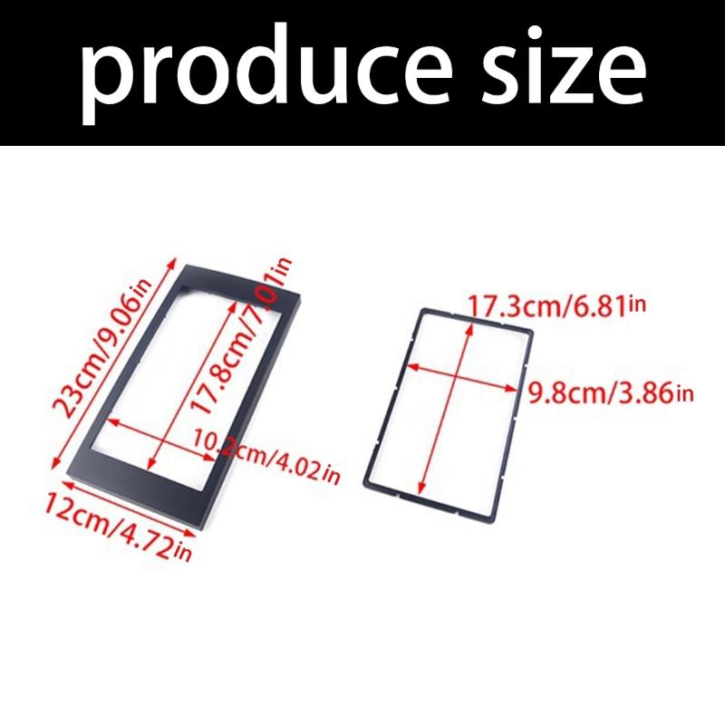 Car Radio Fascia Trim Panel, Double DIN Installation Frame with Black Plastic Surround and Inner Mounting Frame for Center Console Replacement