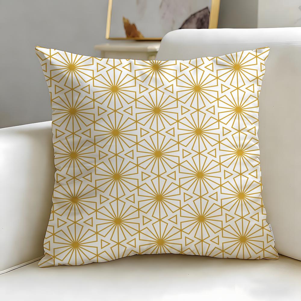 classic art theme Japanese Golden Lines Cushion Cover Soft EasyWash Pillow Case Versatile for Couch Bed Travel and Office