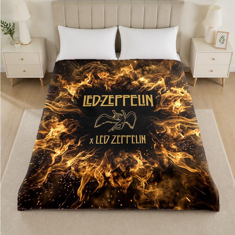 Coperta in Flanella con Stampa Led Zeppelin Morbida e Leggera Coperta Plaid in Peluche per Letto Divano Uso Domestico