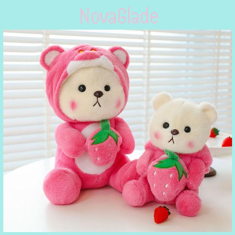 Süßer Erdbeer-Teddybär Plüschtier für Kinder Weiches und kuscheliges Stofftier Geschenk 40cm 50cm 65cm)