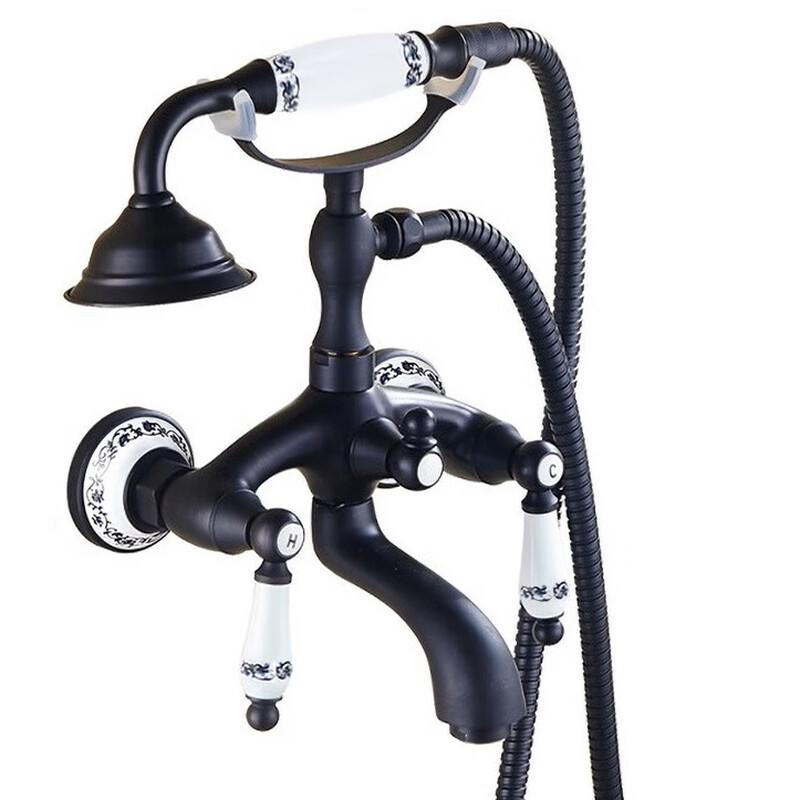 TLXT Wall-Mounted Bathtub Faucet with Handheld Shower Set