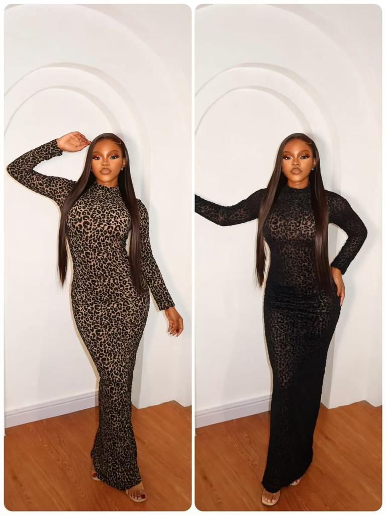 European and American Women's Clothing Spring New Ins Style Sexy Flocking Thin Zipper Perspective Dress Women 111111