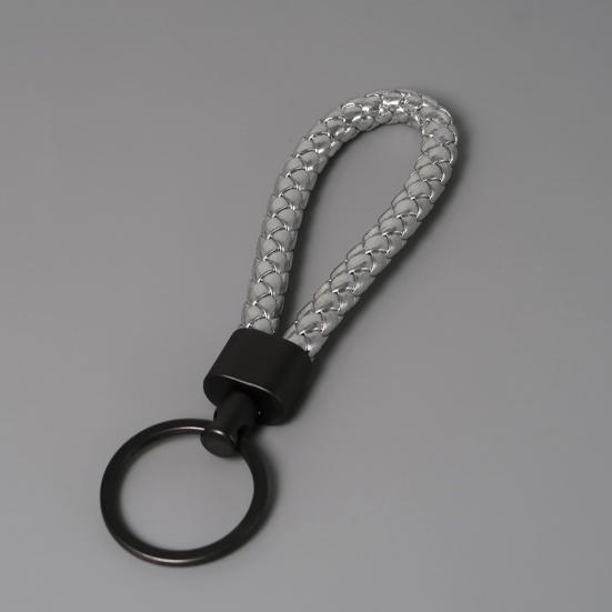 Schlüsselanhänger Lanyard Geflochtenes Seil Kunstleder Angenehmer Griff Schlüsselanhänger Aufhängeseil mit Zinklegierung Schnalle Schlüsselring
