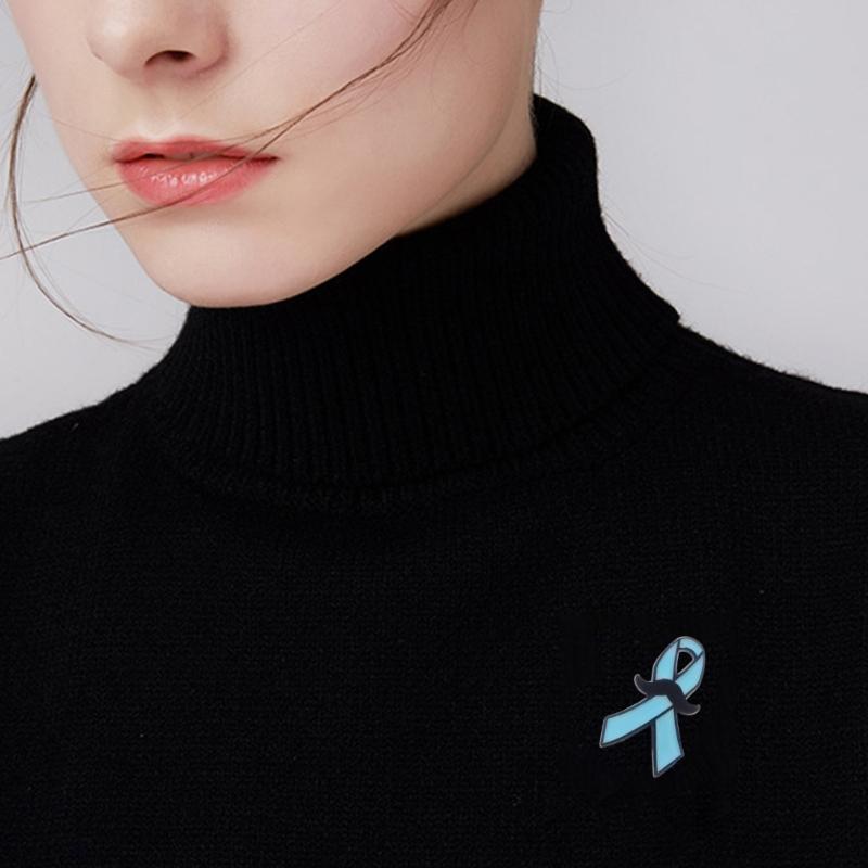 Friendly Blue Ribbon Brooch Pin Lightweight Secure Design For Casual Formal