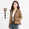Knitted Sweater V-neck Contrasting Color Jacquard Women's Cardigan