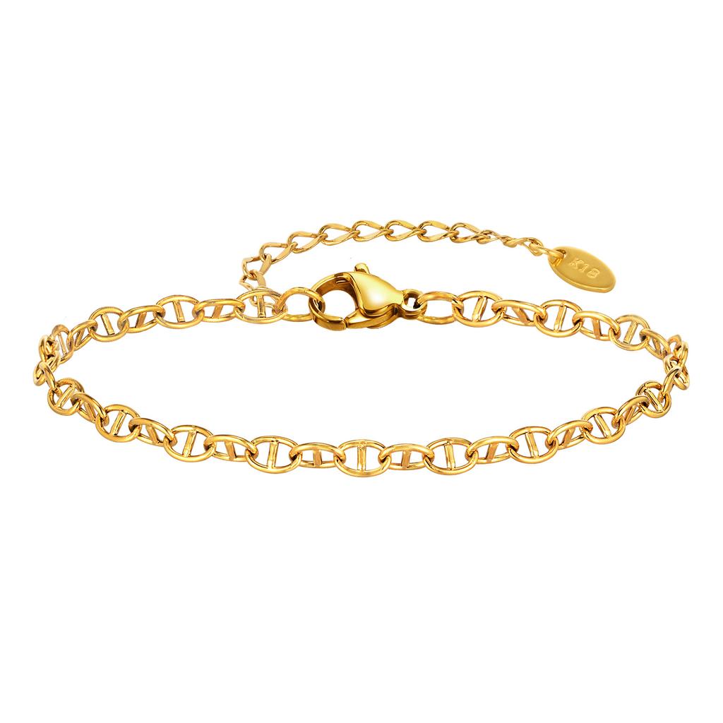 Stainless Steel Japanese Chain Bracelet 18K Gold Ladies