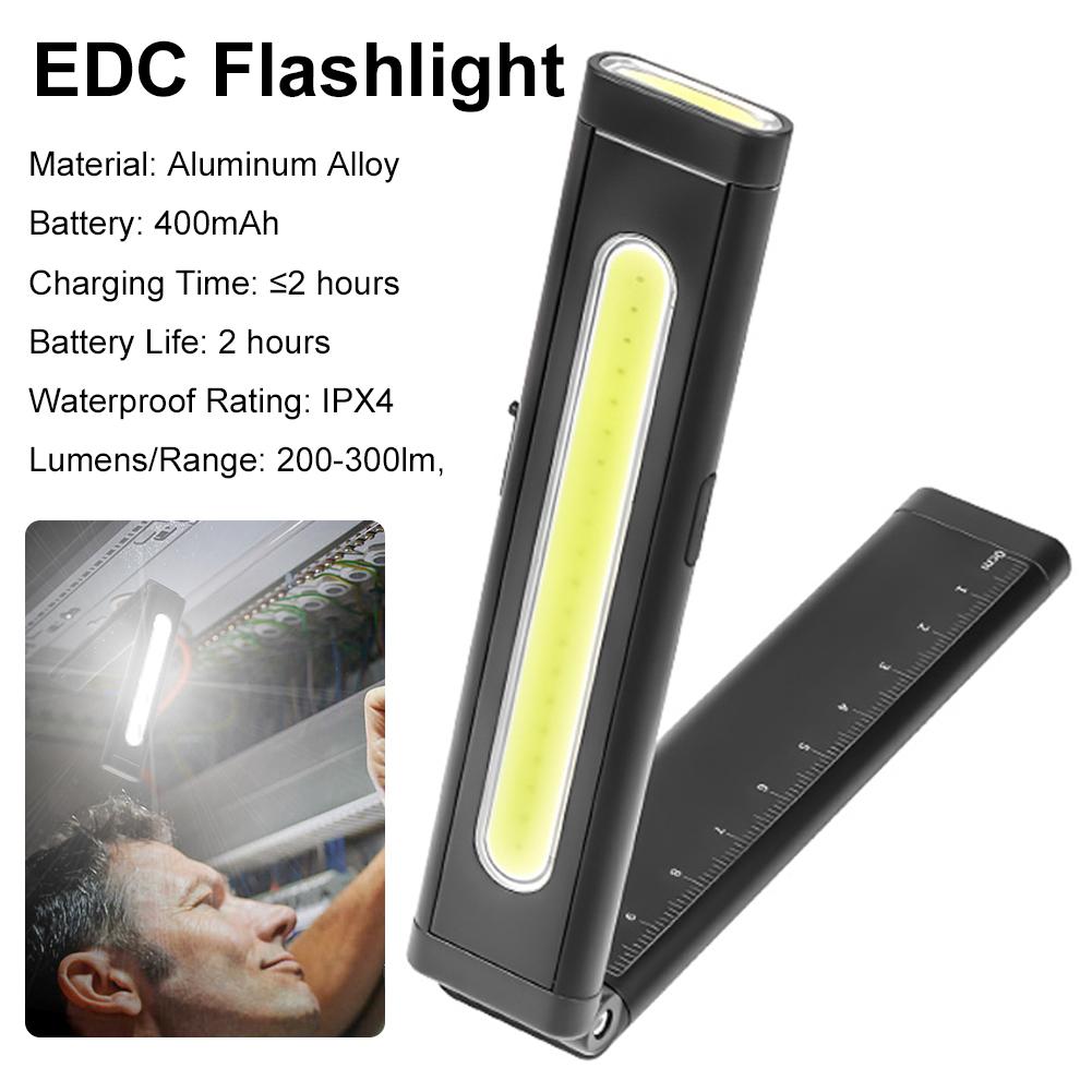 Mini LED Flashlight USB-C Rechargeable with Ruler, Work Tool Multi-Source Magnetic Hidden Screwdriver Kit, Light O5G3
