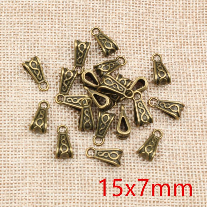 20pcs/lot DIY Handmade Beads Bails Pendants Jewelry Making DIY Necklace Antique Silver Color Bails Pendant Charm Beads Bails