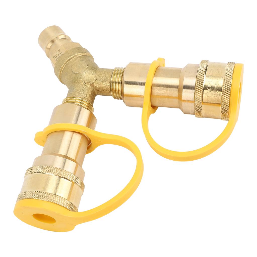 RV Quick Connect Y Splitter Adapter 1 2in Enhanced Efficiency Heat Resistant Copper 2 Way Quick Connect Hose Adapter