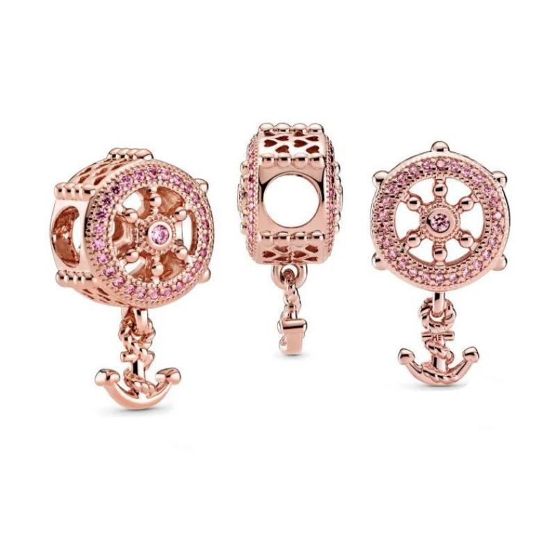 New Copper Rose Gold Lock Love Bow Tree Safety Buckle Charm Bead Fit For Bracelet Necklace Diy Women'S Boutique Jewelry