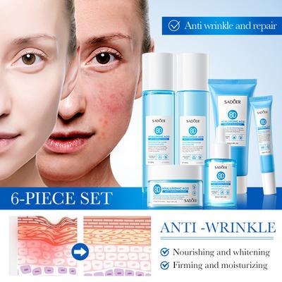 Hyaluronsäure-Essenz Anti-Falten Luxus 6-teiliges reparierendes nährendes Schönheitspflegeset