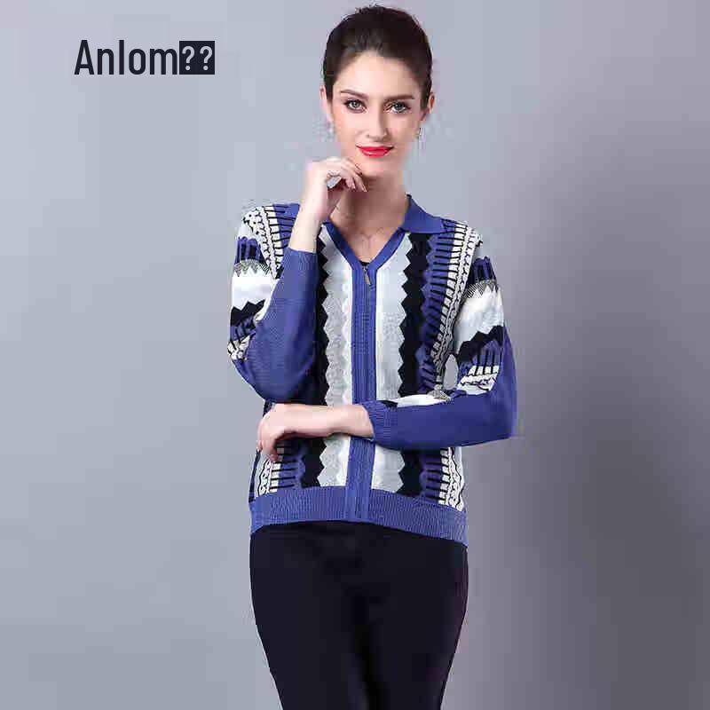 

Женский кардиган Anlom вязаный на молнии с длинным рукавом XL