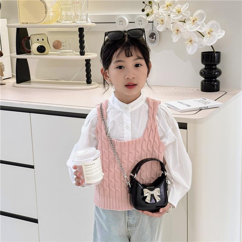 Fashionable Korean Style Mini Shoulder Bag For Kids With Cute Bow Design