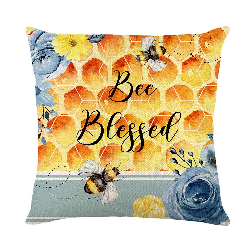New Polyester Printed Home Pillow Cover Cute Little Bee Letter Sofa Cushion Cover Bedside Pillow Cover