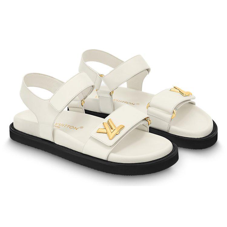 Louis Vuitton Sunset Leather One Strap Sandals Women's White 1ABW7O