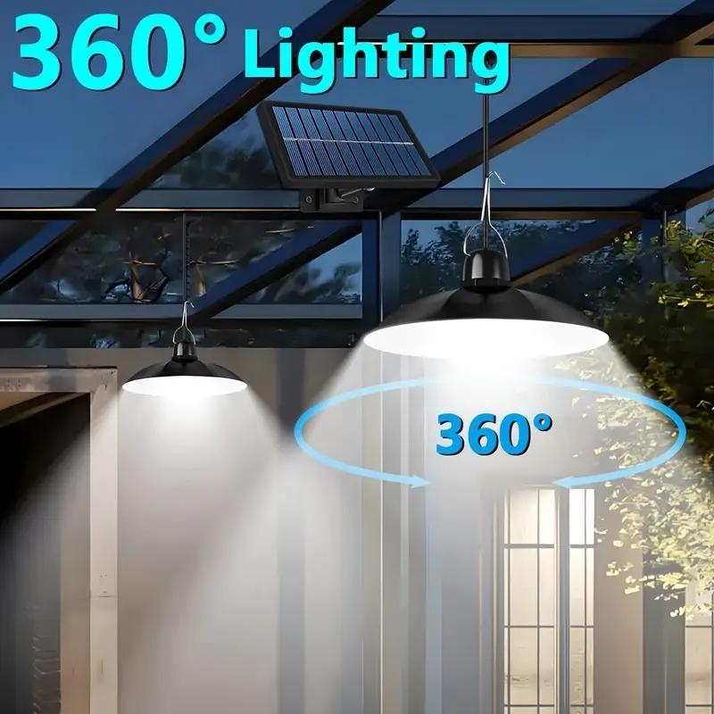 A New  Super Bright Split Dual Heads Solar Pendant Light Household Indoor Solar Light and Outdoor Solar Panel For Camping Garden