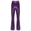 Womens Glittery Sequin Jazz Dance Pants Flared Design Elastic High Waist Rhinestone Decor Bell Bottom Trousers