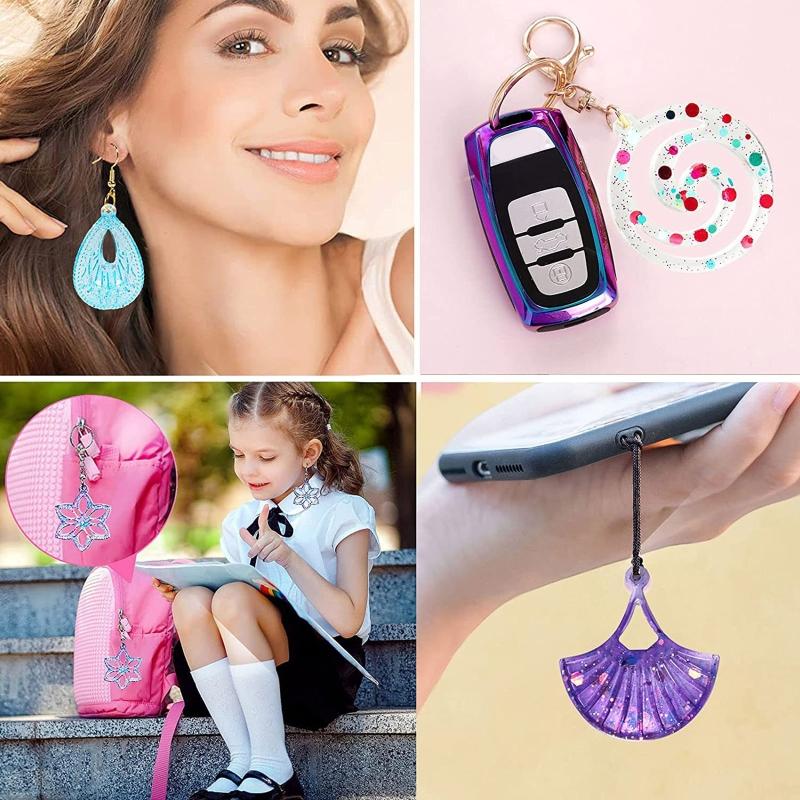 Various Shaped Earring Silicone Mold Set with Ear Hook Jump Rings Earplugs Suitable for Diy Craft Pendant Jewelry Making