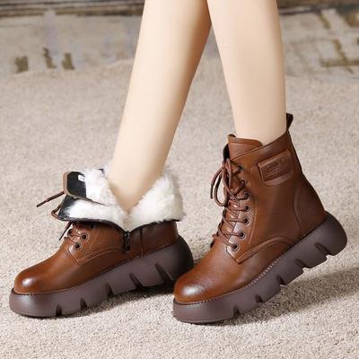 Schneestiefel Damen Winter Fluff Baumwollstiefel Dicksohlige Martin Stiefel Kurze Stiefel Plus Samt Warme Baumwollschuhe