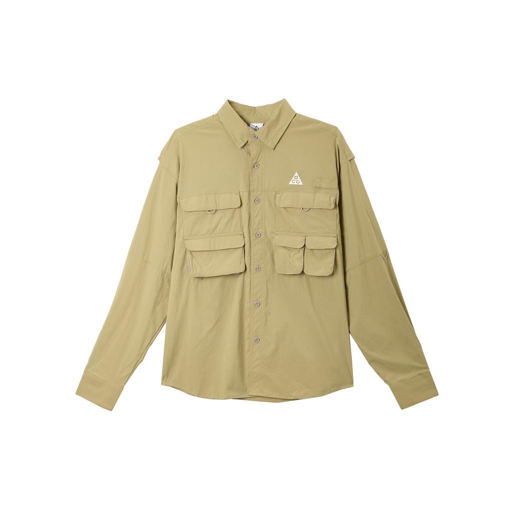 Nike ACG Series Orb Weaver Fashion Comfortable Versatile Long Sleeve Multi-Pocket Shirt Men Shirts Beige HJ2466297
