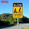 Slow Down Kids Playing Yard Sign 2D Reflective Metal Decorative Safety Sign for Neighborhood