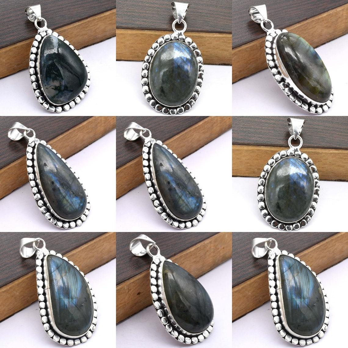 

Подвески с лабрадоритом, 5 шт., подвески с яркими кристаллами, оптовые ожерелья с лабрадоритом, массивное ожерелье с лабрадоритом, подвеска с лабрадоритовой оправой Free Size чёрный