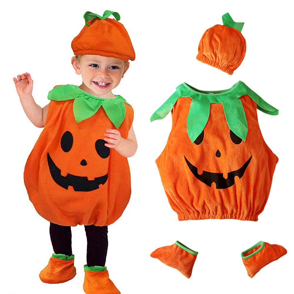 Dovleac de Halloween Costume Cosplay Bebeluși Băieți Fete Romper + Beanie + Sosete 3BUC Ținute Haine pentru 2-5 ani