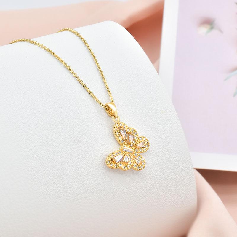 

Легкое роскошное ожерелье с бабочкой из бриллиантов, женская простая и универсальная высококачественная цепочка на ключицу из титановой стали