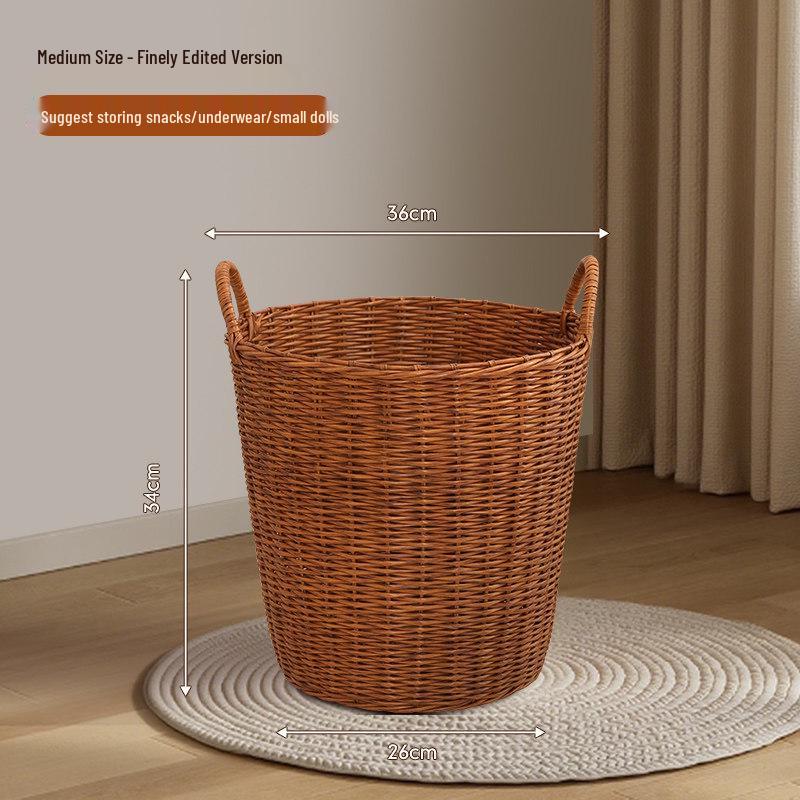 Large-Capacity Imitation Rattan Laundry Hamper & Storage Basket