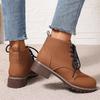 Fashion 2025 Thick Heels Ankle Boots for Women Vintage Plus Size 36-43 Lace Up Shoes Woman Autumn Winter Non Slip Short Booties Mujer