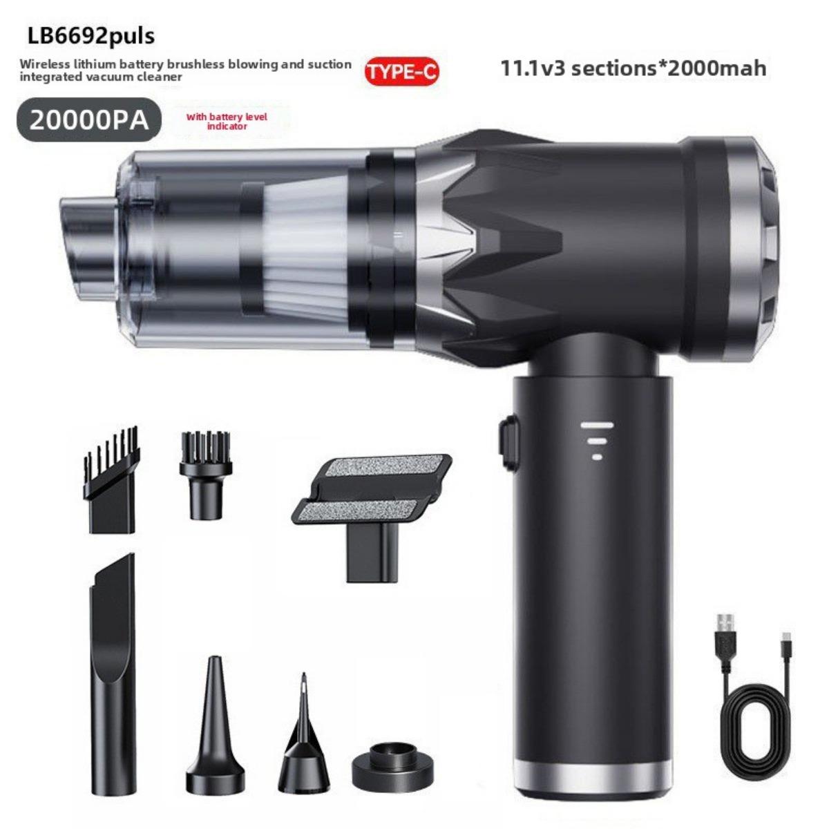 

Wireless Integrated High-power Multifunctional Handheld Car Vacuum Cleaner - USB Charging Compressed Air Dust Collector, Hair Dryer