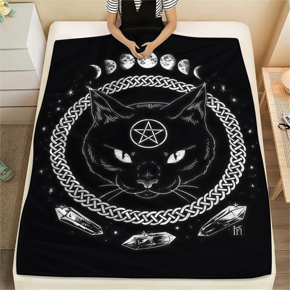 1PC Satan Symbol Print Flannel Blanket, High quality All Seasons, Home Decor, Warmth and Comfort, Perfect for Christmas Gifts