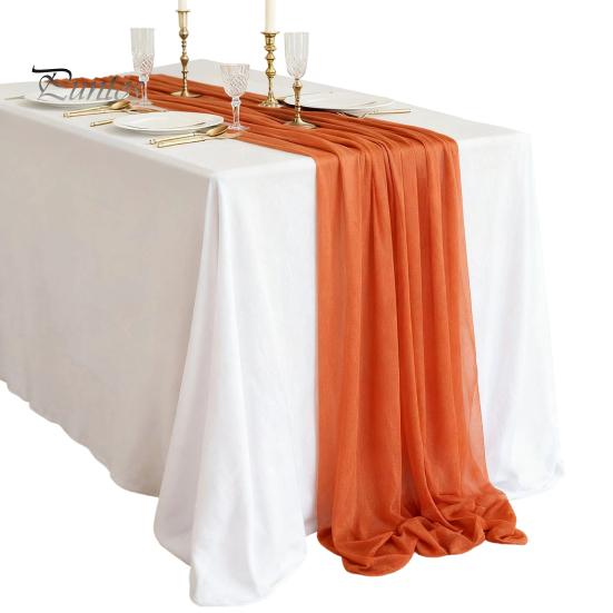Heat Resistant Table Runner Sheer Flowing Runner, Chiffon Wedding Elegant Solid Color Durable for Dining Home Bridal Shower Party Decor Decorative