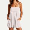 Ärmelloser Jumpsuit mit Taschen für Damen, lässiger Romper mit weitem Bein, Overall mit quadratischem Ausschnitt und Trägern, Sommer-Playsuit