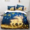Zestaw poszewek na kołdrę świąteczną King Queen Full Size Snowflake Gold Deer Pattern Zestaw pościeli świątecznej Poliester Poszewka na kołdrę dla dziecka