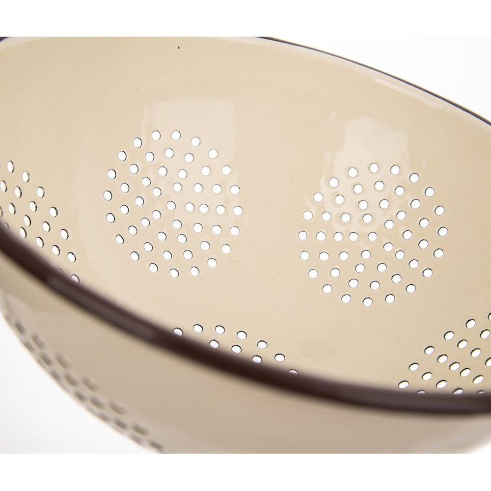 Brown Enamel Colander Strainer 22cm Orion