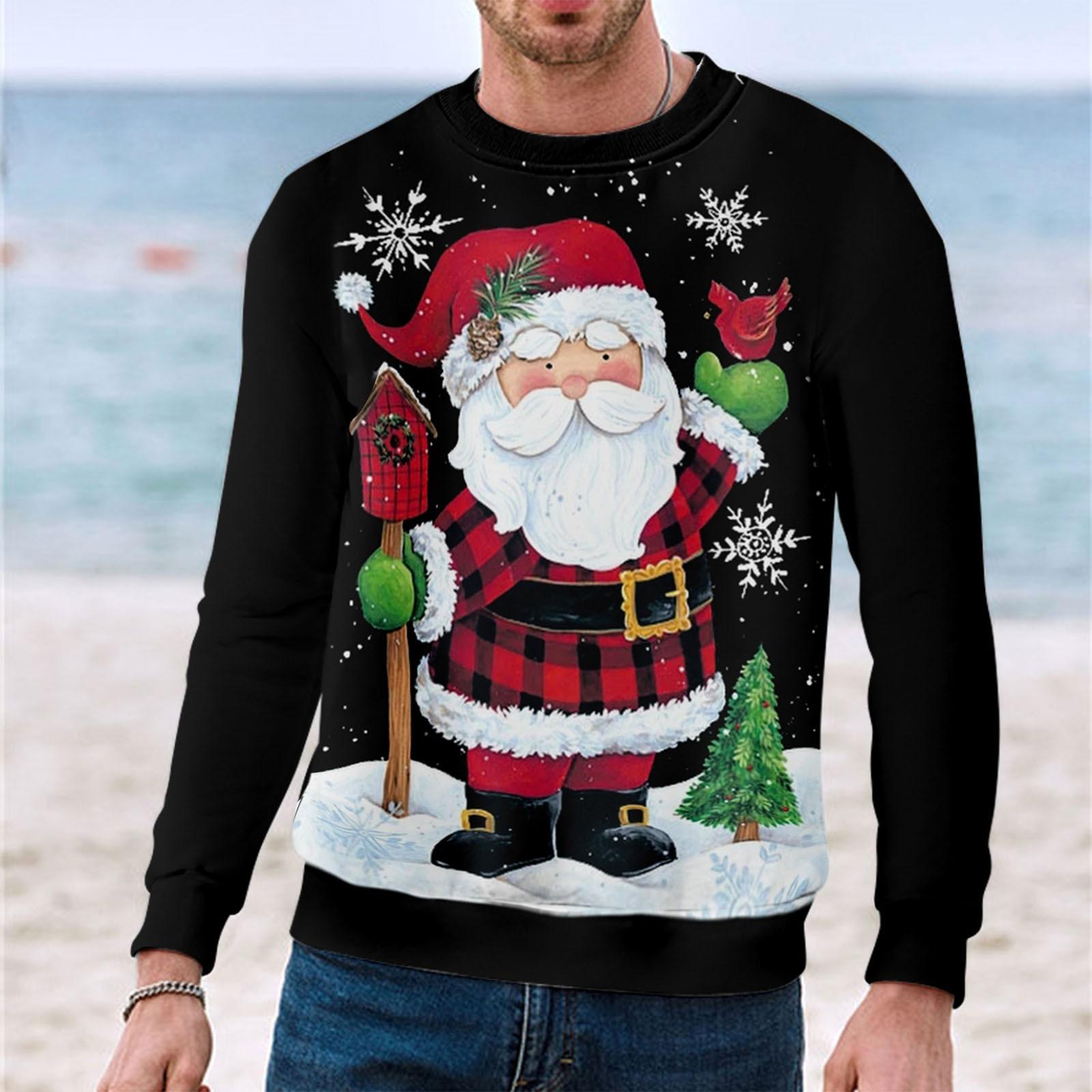 Рождественский свитер с 3D-принтом, с длинным рукавом, креативный, для пары, зимний, с круглым вырезом, пальто для вечеринки M чёрный