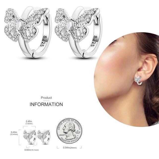 Brincos de argola de prata 925 para mulheres, brilhantes, pavê, cz, joias finas de luxo, brinco