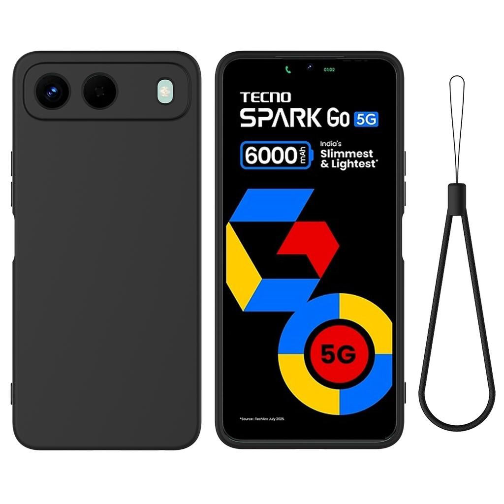 For TECNO Spark 40 5G Liquid Silicone Case Phone Back Cover with Hand Strap