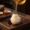Tea Pet with Leaf Tuft Avian Statuette Figurine Whimsical Ceramic Bird