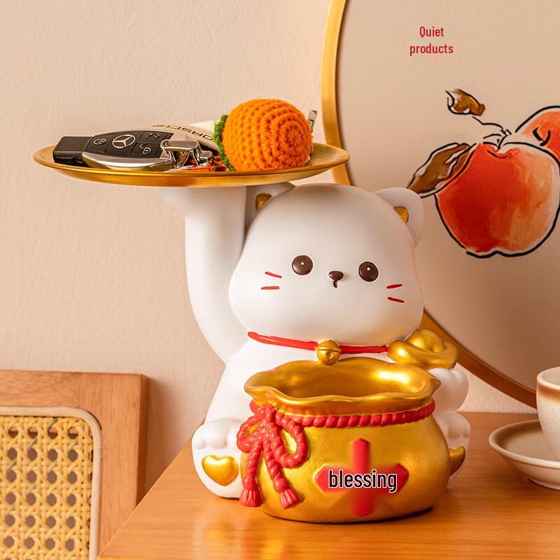 Lucky Cat Storage Ornament with Photo Frame