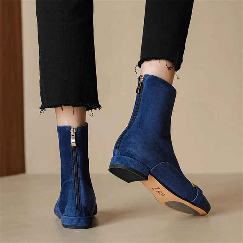 Fashion New Autumn Winter Fashion Short Boots Women Shoe Round Toe Boots Casual Chunky Low Heels Shoes for Women Back Zipper Ankle Boots